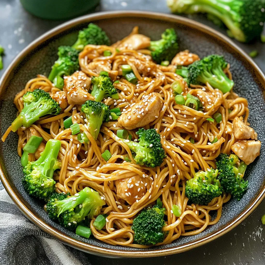 Healthy Sesame Noodles with Chicken and Broccoli