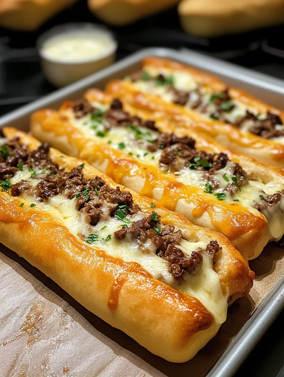Philly Cheesesteak Stuffed Cheesy Breadsticks Homemade