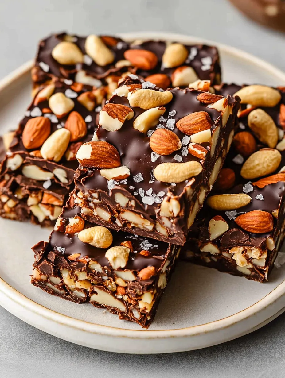 Easy Dark Chocolate and Sea Salt Nut Bars