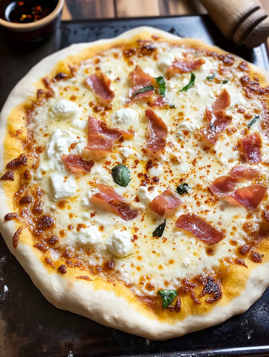 White Pizza with Prosciutto & Hot Honey Recipe
