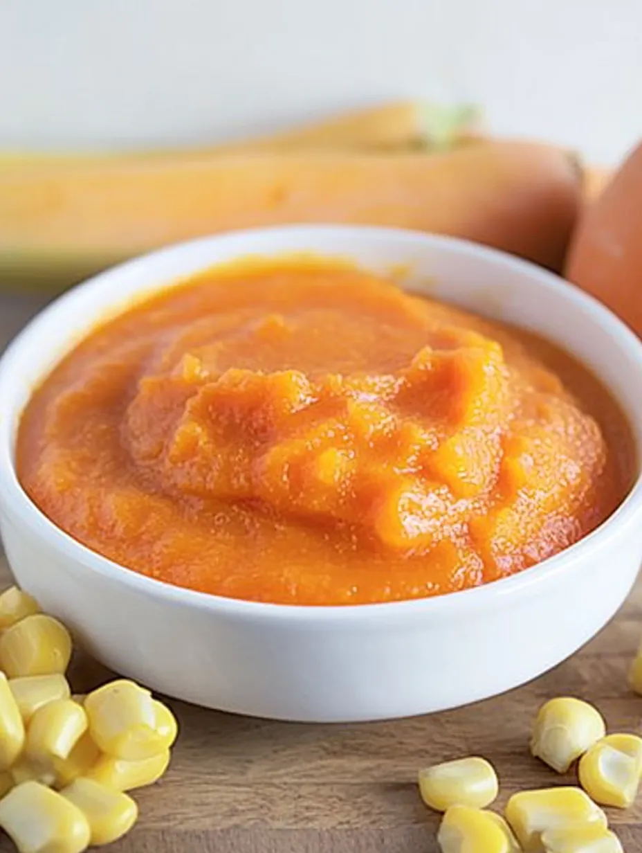 Carrot, Corn & Pumpkin Baby Food Puree Recipe