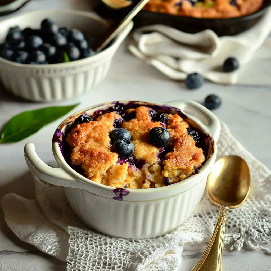 Corn Bread Bread Pudding with Blueberries