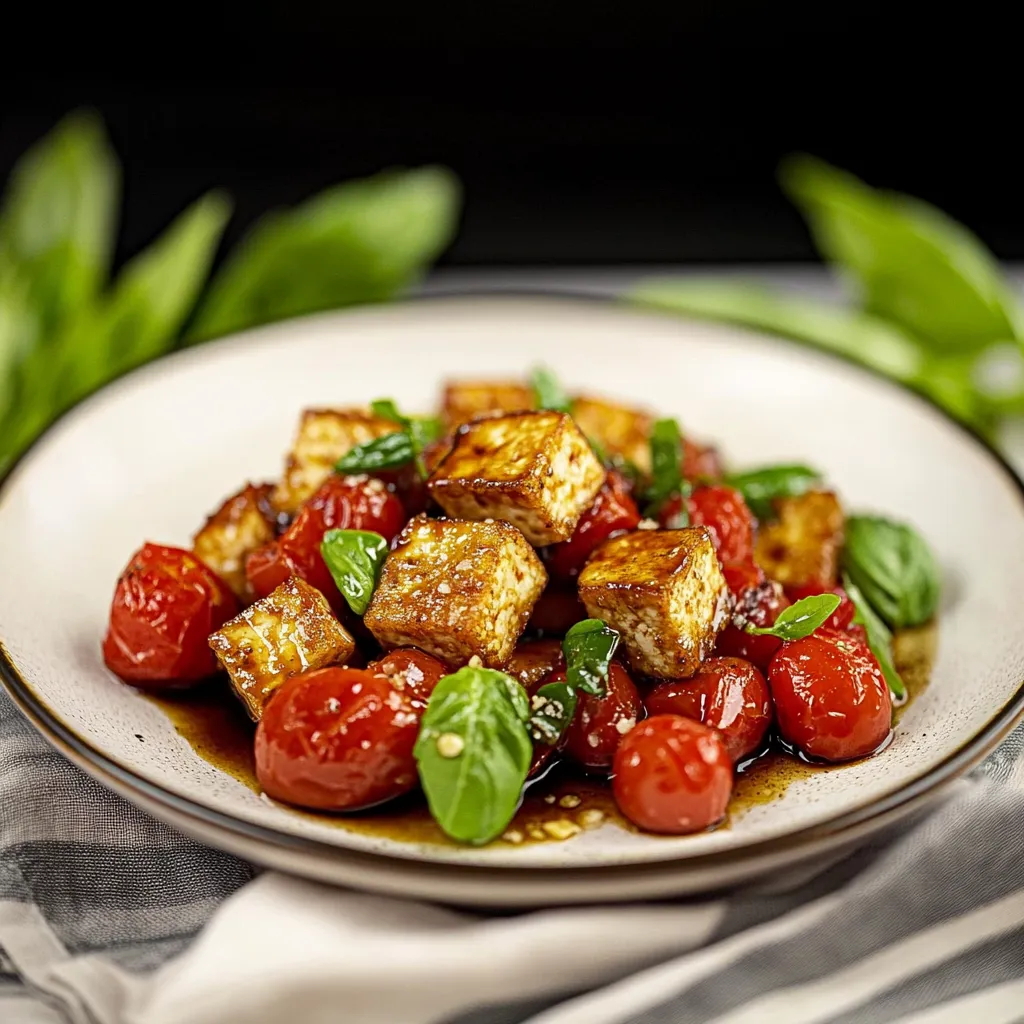 Easy Crispy Tofu with Balsamic Tomatoes Recipe